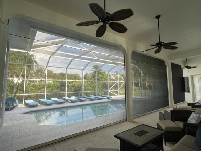 Motorized Lanai Hurricane Shades installed in Naples, FL