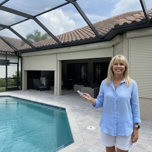 Image showing Naples, FL customer operating hurricane shutters