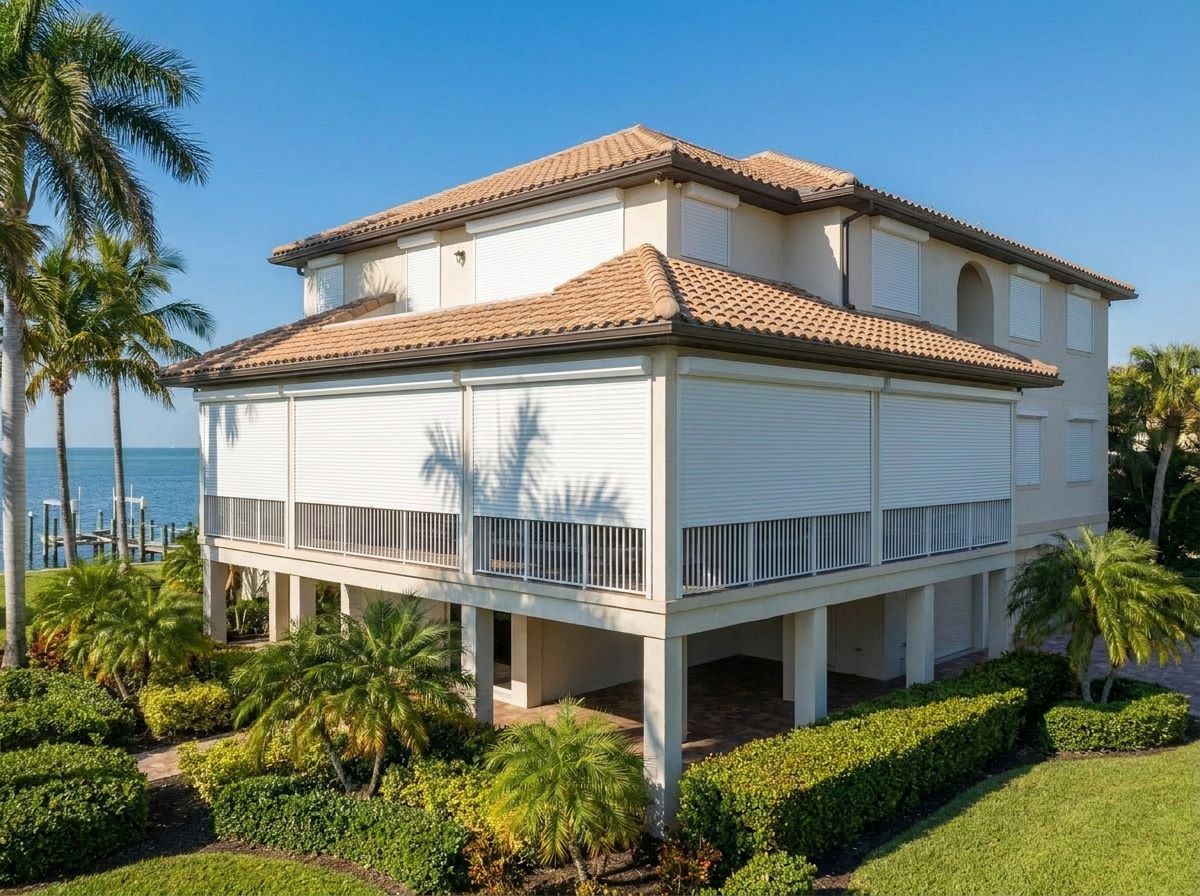 Marco Island Hurricane Shutters Gulf View Home.