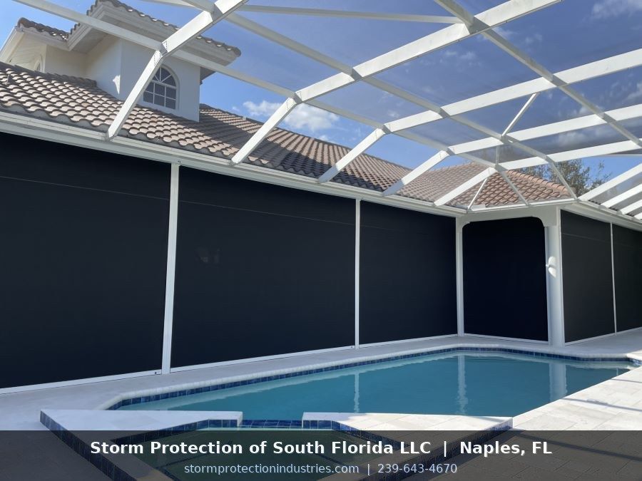 Kevlar hurricane screen motorized lanai porch Naples FL